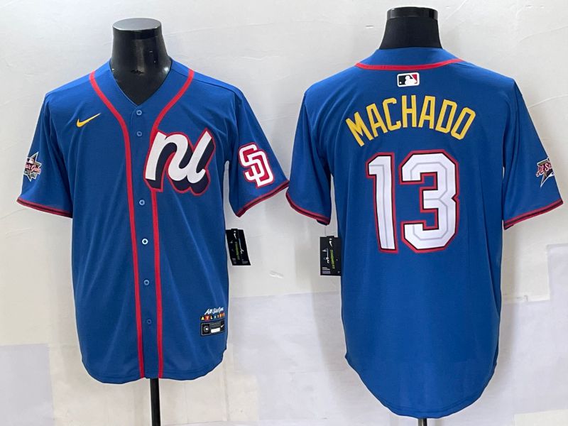 Men San Diego Padres #13 Machado Blue All star Nike MLB Jersey style 1->san diego padres->MLB Jersey